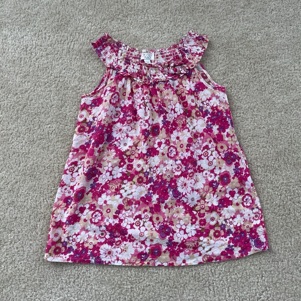 Pink Floral Halter Tank Top with flower detail